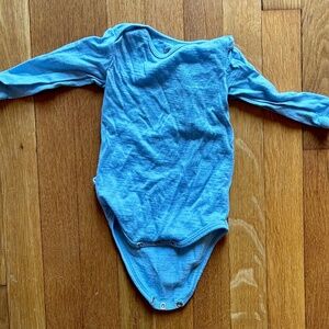 Woolino Baby Bodysuit, Long Sleeve, Merino Wool, Blue 3-6mo